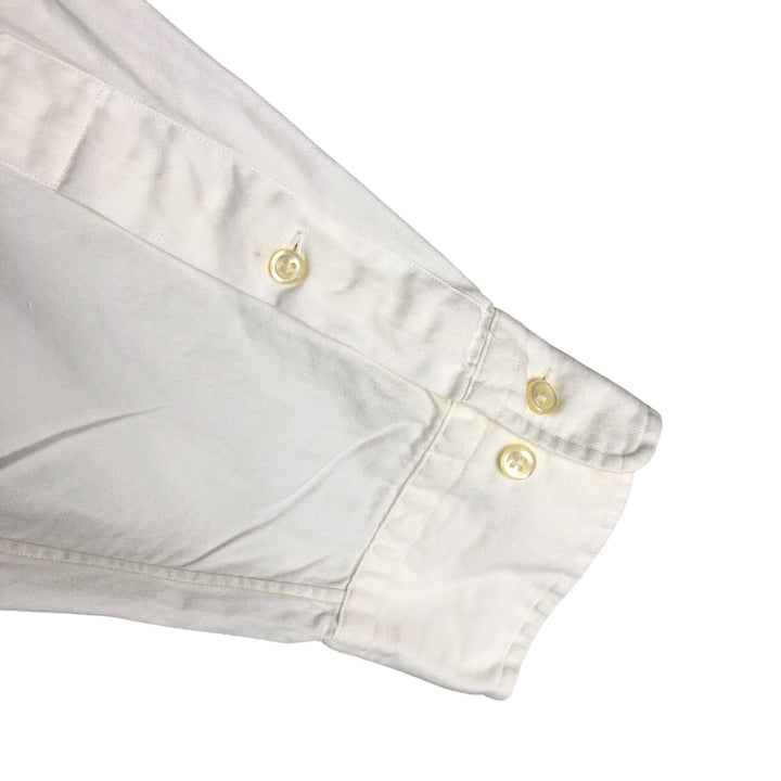 Vintage Polo by Ralph Lauren Andrew herringbone long-sleeved cotton shirt, men's size XL. cotton white type Vintage Second Hand