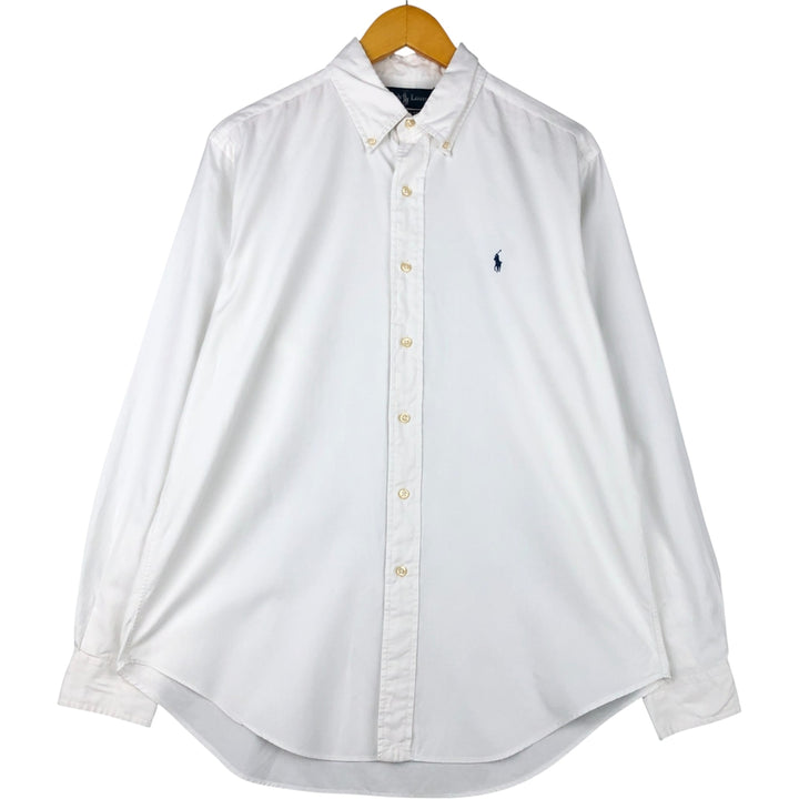 Ralph Lauren Classic Fit Herringbone Long Sleeve Button-Down Shirt, Men's Size L cotton white type Vintage Second Hand