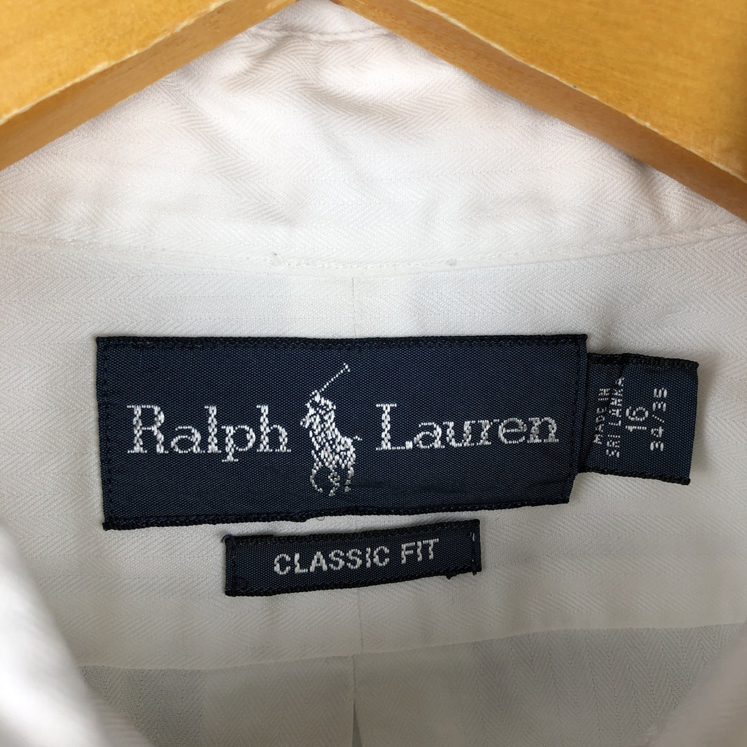 Ralph Lauren Classic Fit Herringbone Long Sleeve Button-Down Shirt, Men's Size L cotton white type Vintage Second Hand