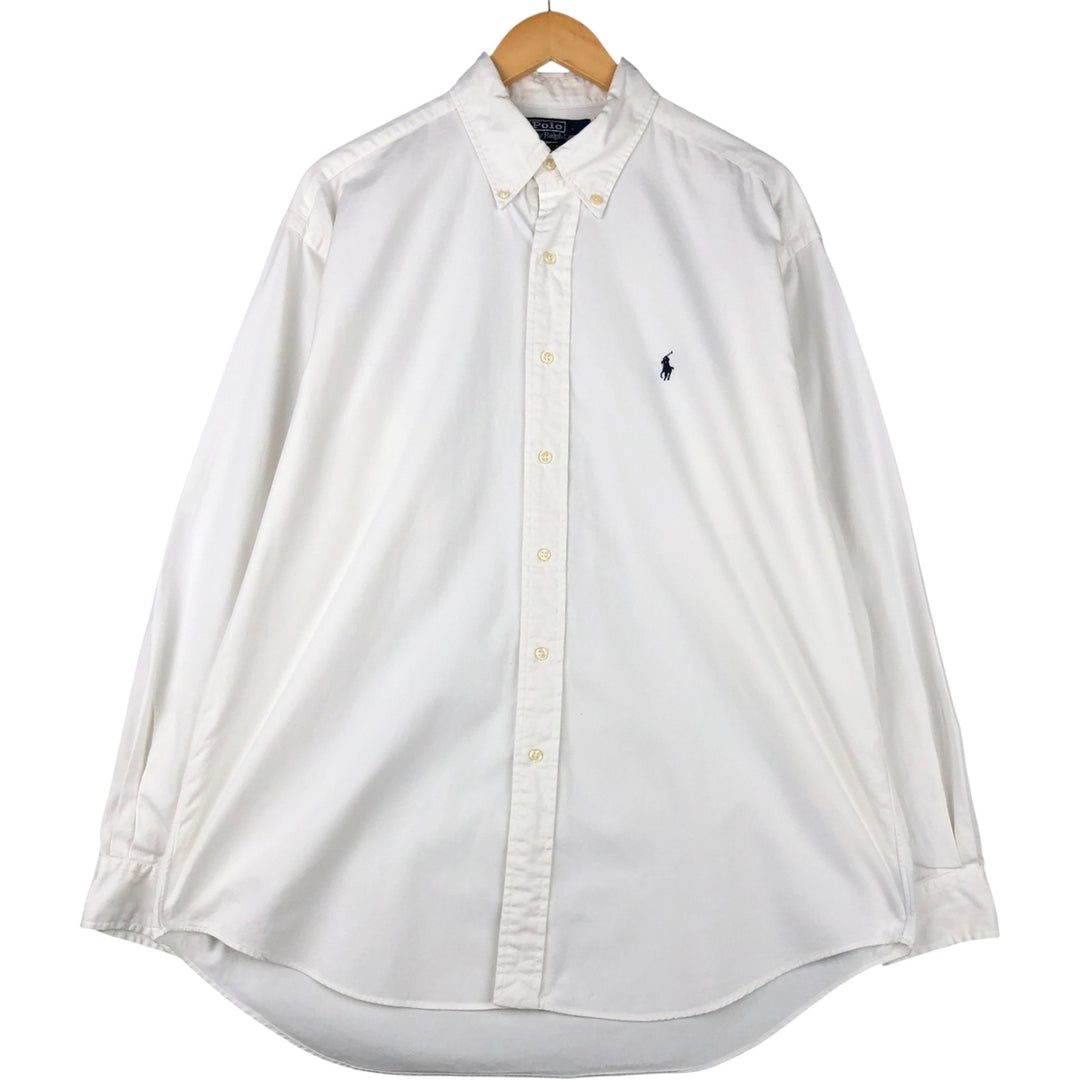 Ralph Lauren POLO by Ralph Lauren BLAKE long-sleeved button-down shirt, men's size L cotton white type Vintage Second Hand