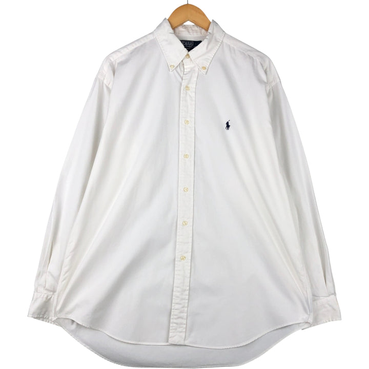 Ralph Lauren POLO by Ralph Lauren BLAKE long-sleeved button-down shirt, men's size L cotton white type Vintage Second Hand