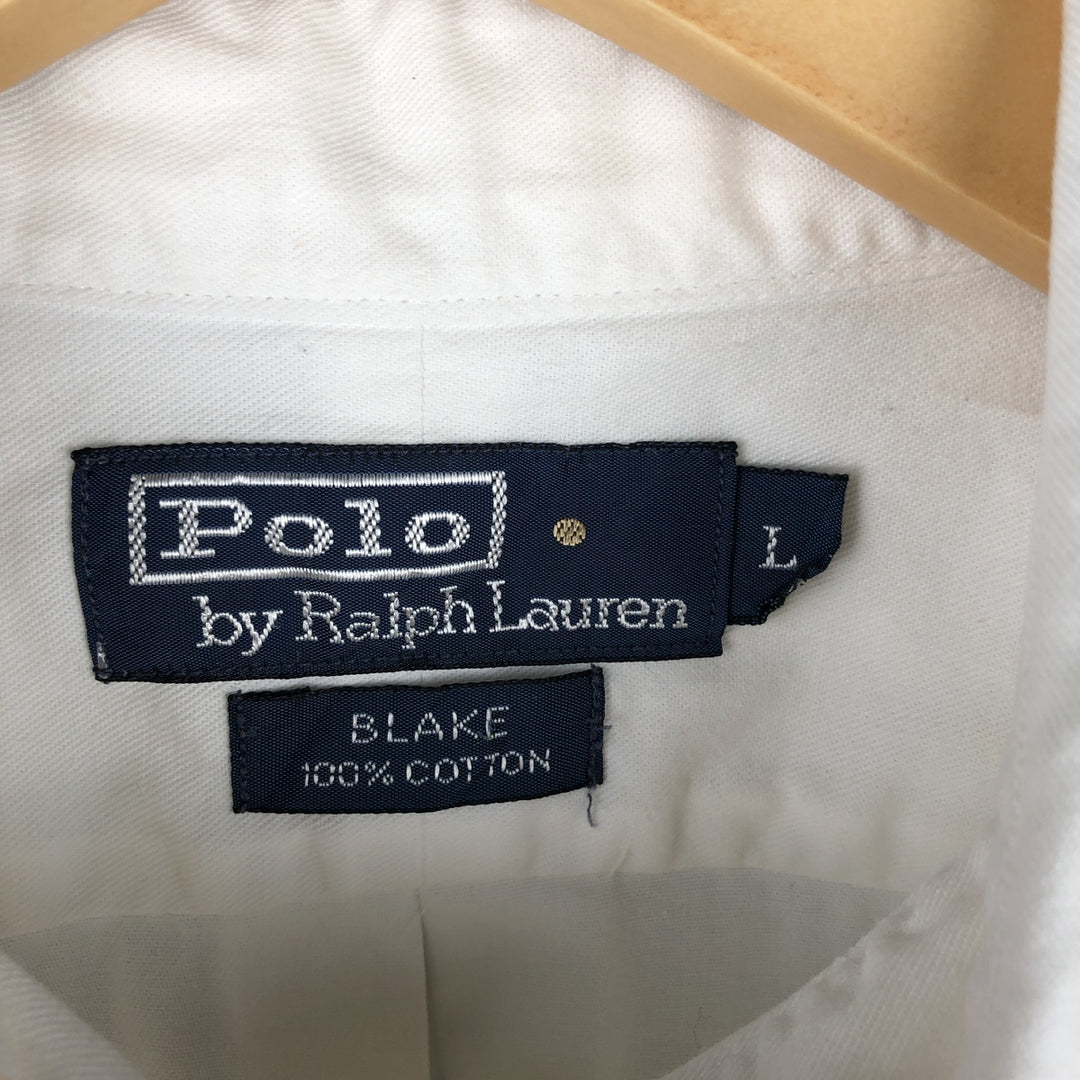 Ralph Lauren POLO by Ralph Lauren BLAKE long-sleeved button-down shirt, men's size L cotton white type Vintage Second Hand