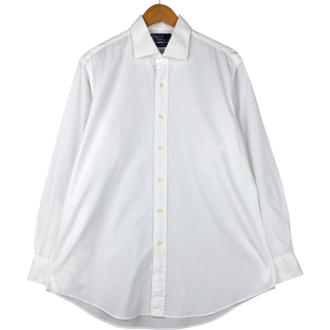 Ralph Lauren POLO by Ralph Lauren REGENT CUSTOM FIT wide collar long sleeve cotton shirt, men's size L cotton white type Vintage Second Hand