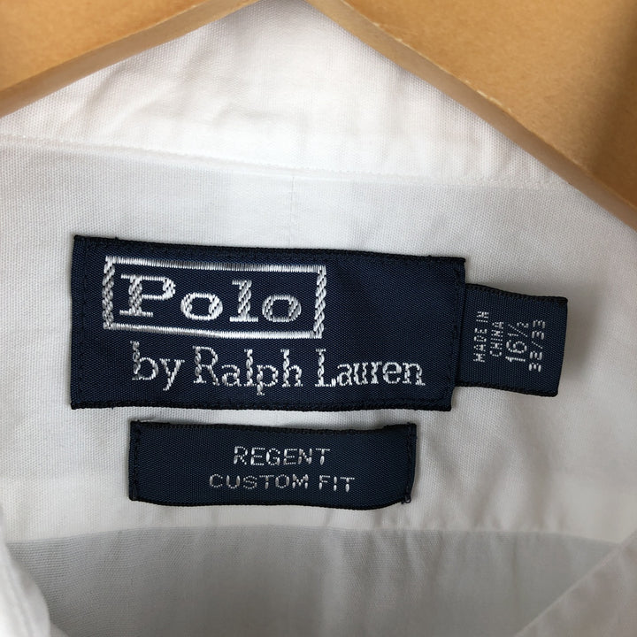 Ralph Lauren POLO by Ralph Lauren REGENT CUSTOM FIT wide collar long sleeve cotton shirt, men's size L cotton white type Vintage Second Hand