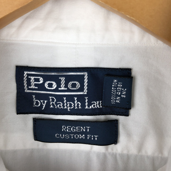 Ralph Lauren POLO by Ralph Lauren REGENT CUSTOM FIT wide collar long sleeve cotton shirt, men's size L cotton white type Vintage Second Hand
