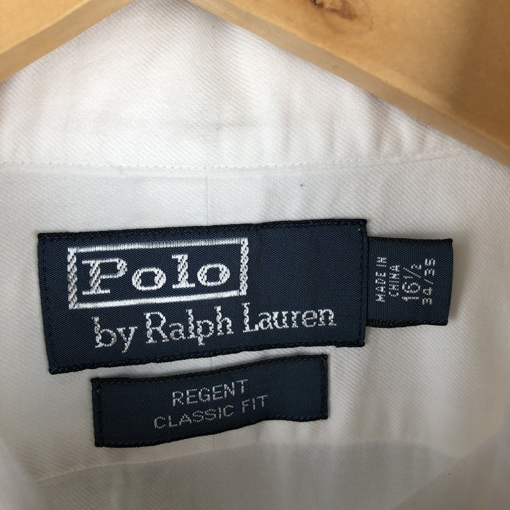 Ralph Lauren POLO by Ralph Lauren REGENT CLASSIC FIT wide collar long sleeve cotton shirt, men's size L cotton white type Vintage Second Hand