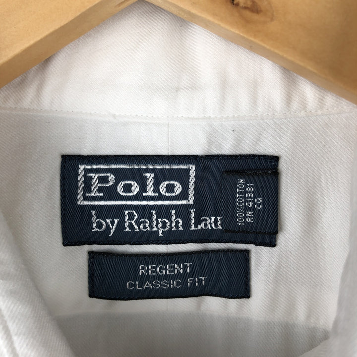 Ralph Lauren POLO by Ralph Lauren REGENT CLASSIC FIT wide collar long sleeve cotton shirt, men's size L cotton white type Vintage Second Hand