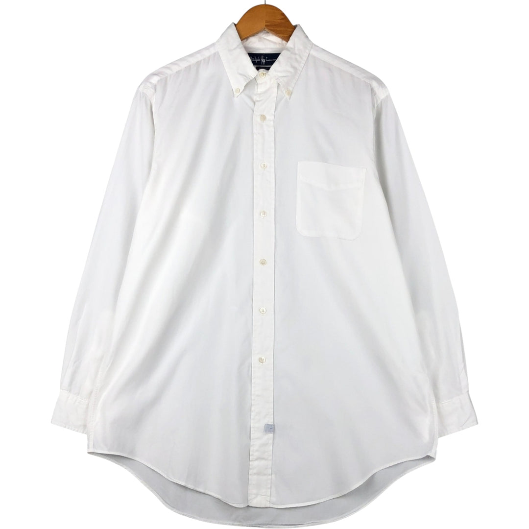 Ralph Lauren long sleeve button down shirt, men's size L cotton white type Vintage Second Hand