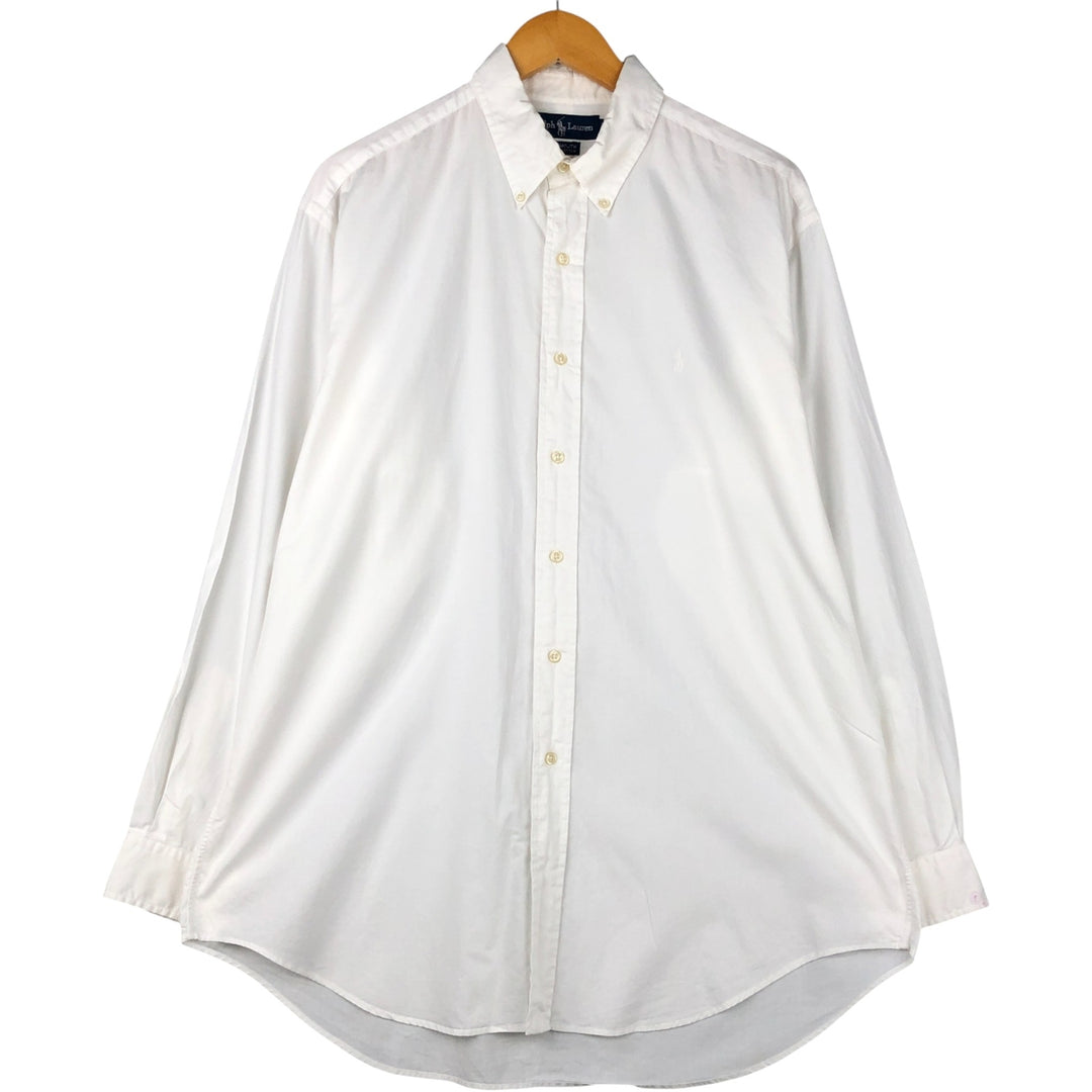 Ralph Lauren YARMOUTH long sleeve button down shirt, men's size L cotton white type Vintage Second Hand