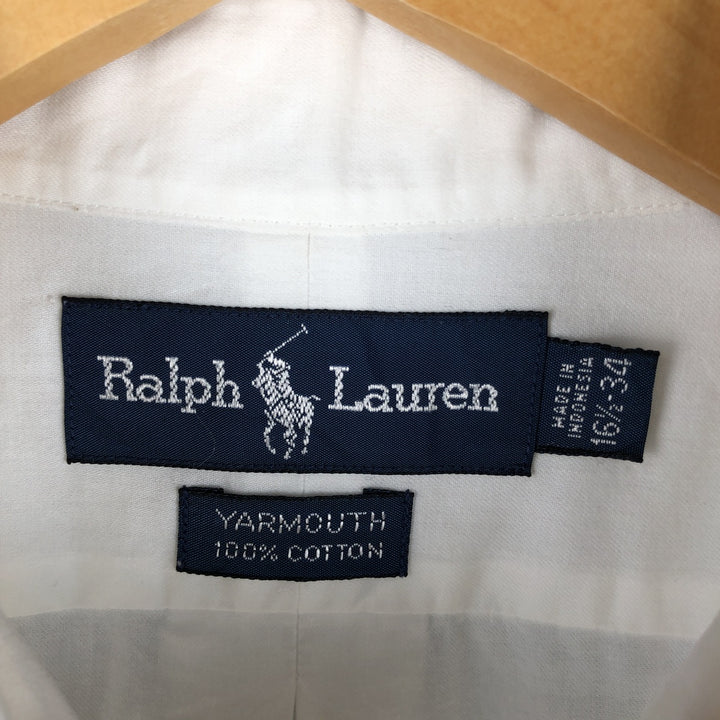 Ralph Lauren YARMOUTH long sleeve button down shirt, men's size L cotton white type Vintage Second Hand