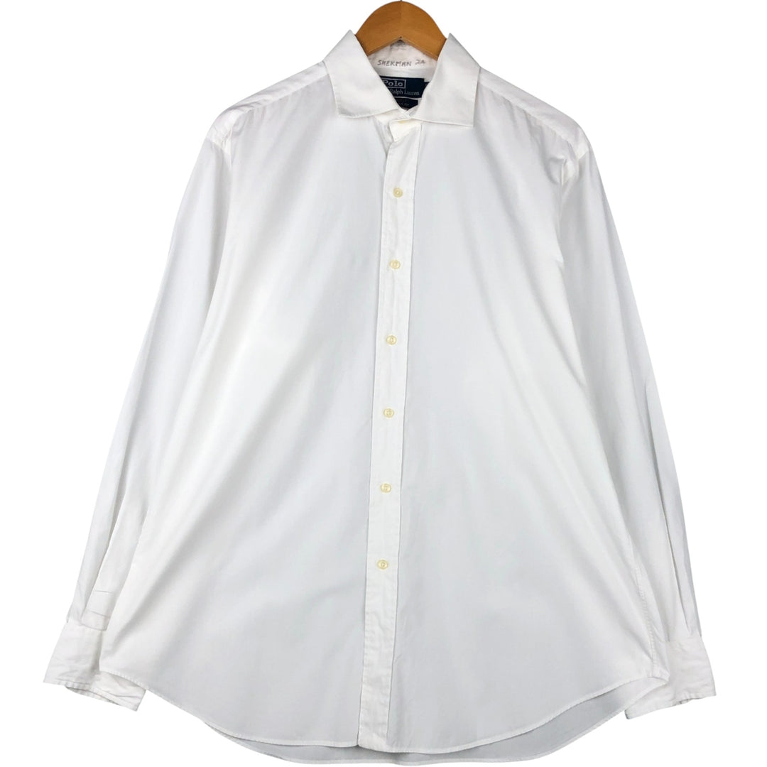 Ralph Lauren POLO by Ralph Lauren REGENT CLASSIC FIT wide collar long sleeve cotton shirt, men's size L cotton white type Vintage Second Hand