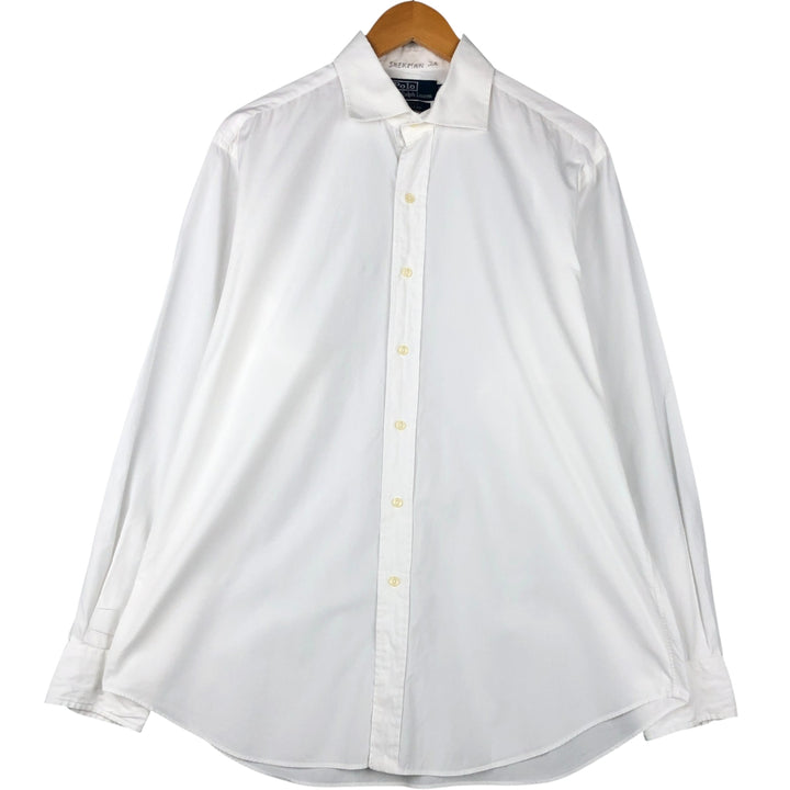 Ralph Lauren POLO by Ralph Lauren REGENT CLASSIC FIT wide collar long sleeve cotton shirt, men's size L cotton white type Vintage Second Hand