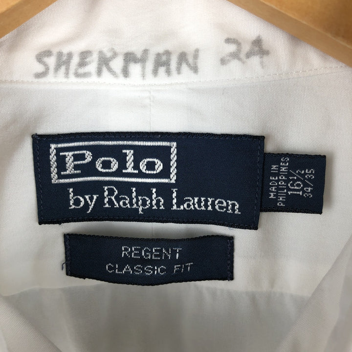 Ralph Lauren POLO by Ralph Lauren REGENT CLASSIC FIT wide collar long sleeve cotton shirt, men's size L cotton white type Vintage Second Hand