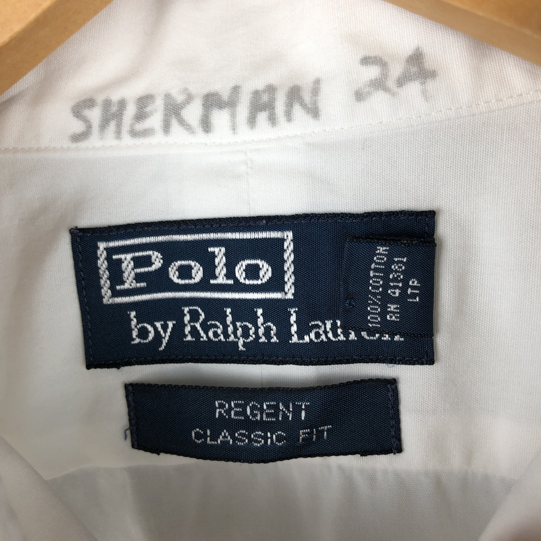 Ralph Lauren POLO by Ralph Lauren REGENT CLASSIC FIT wide collar long sleeve cotton shirt, men's size L cotton white type Vintage Second Hand