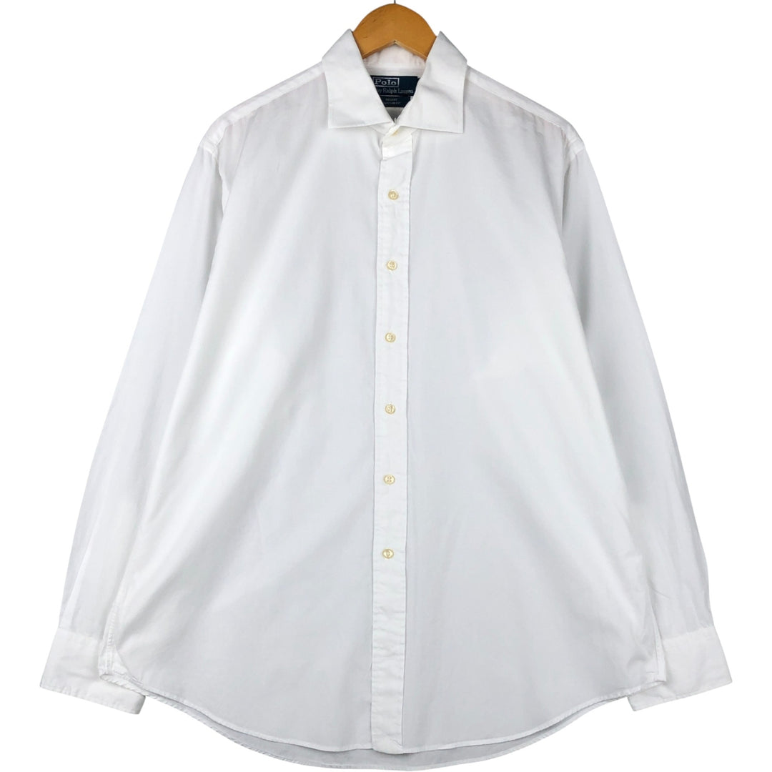 Ralph Lauren POLO by Ralph Lauren REGENT CUSTOM FIT wide collar long sleeve cotton shirt, men's size XL cotton white type Vintage Second Hand