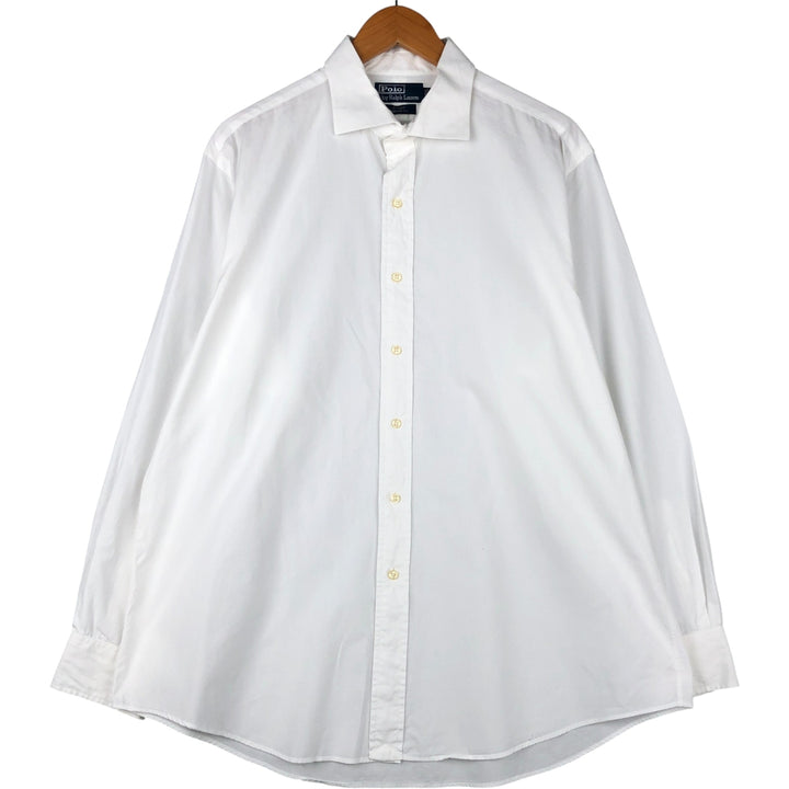 Ralph Lauren POLO by Ralph Lauren REGENT CUSTOM FIT wide collar long sleeve cotton shirt, men's size XL cotton white type Vintage Second Hand