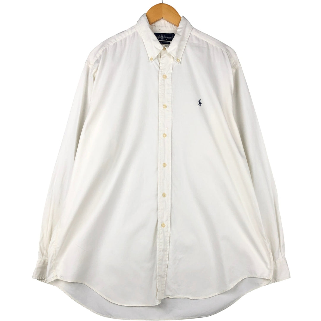 Ralph Lauren long sleeve button down shirt, men's size L cotton white type Vintage Second Hand