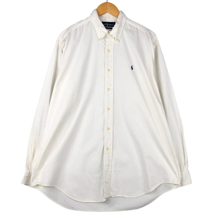 Ralph Lauren long sleeve button down shirt, men's size L cotton white type Vintage Second Hand