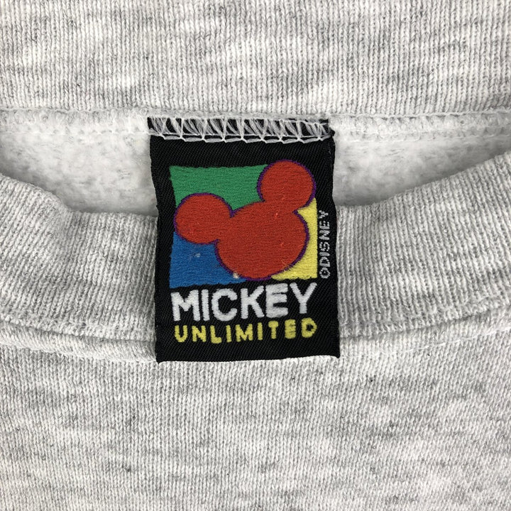 Vintage 90'S MICKEY UNLIMITED Mickey Mouse character sweatshirt, men's size XL unclear gray type Vintage Second Hand