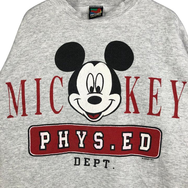 Vintage 90'S MICKEY UNLIMITED Mickey Mouse character sweatshirt, men's size XL unclear gray type Vintage Second Hand