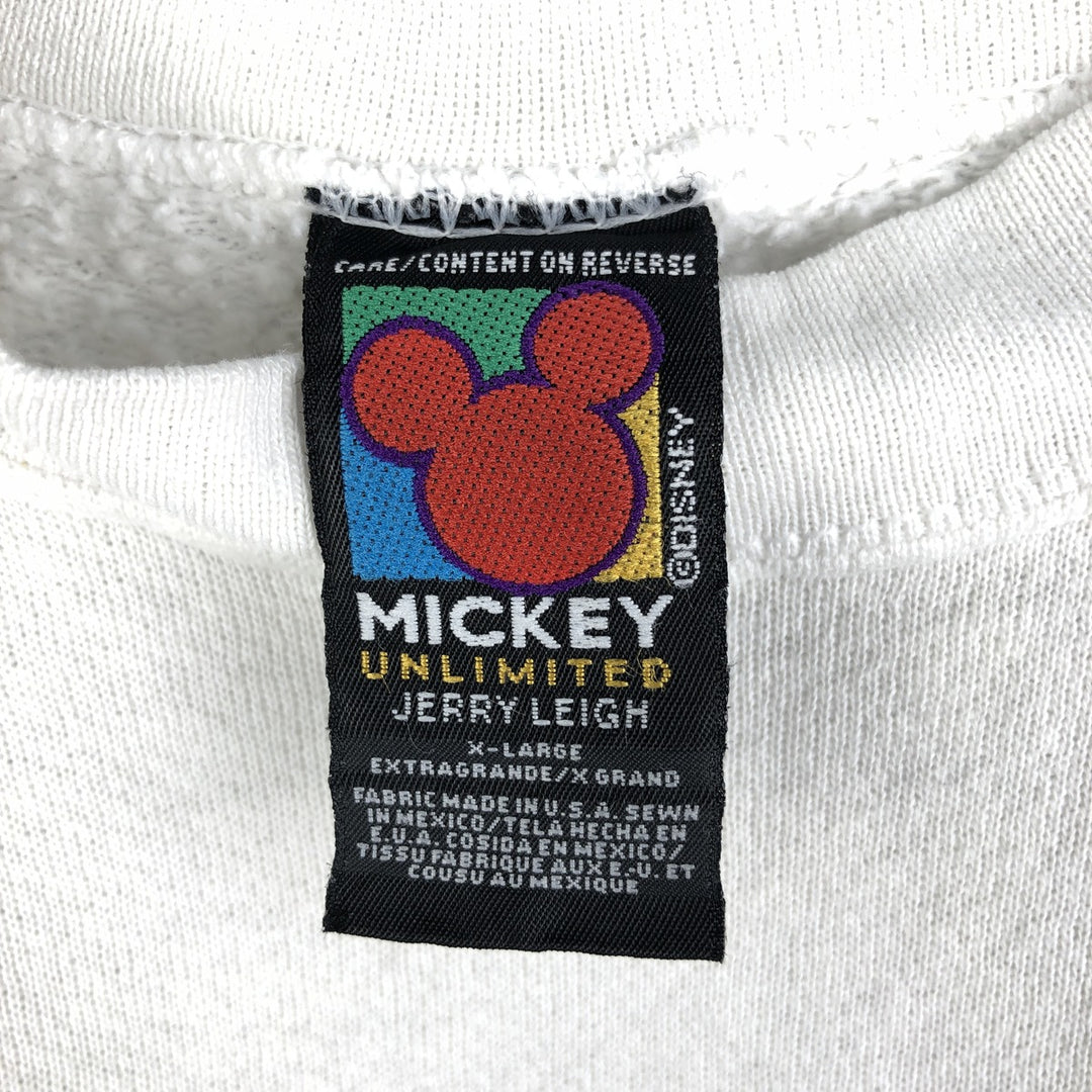 Vintage 90'S MICKEY UNLIMITED Mickey Mouse character sweatshirt, Made in USA, Men's XL cotton white type Vintage Second Hand