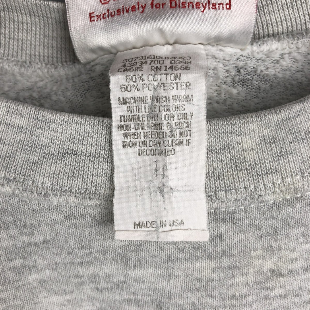 Vintage 90'S Disneyland Mickey Mouse character sweatshirt, made in the USA, size M, men's cotton gray type Vintage Second Hand