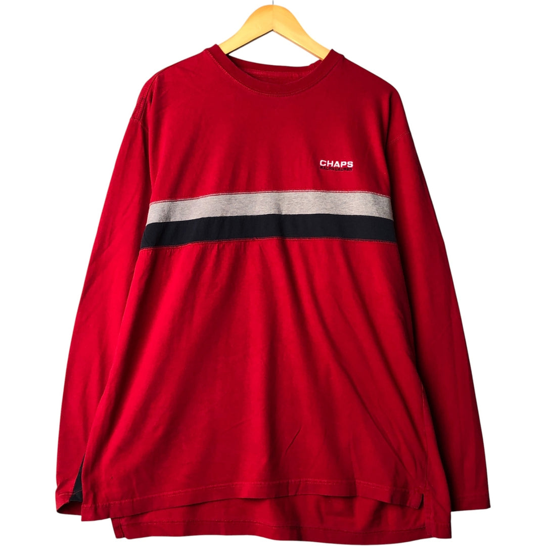 Ralph Lauren CHAPS long-sleeved T-shirt, men's size XL cotton red type Vintage Second Hand