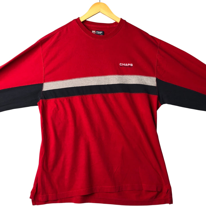 Ralph Lauren CHAPS long-sleeved T-shirt, men's size XL cotton red type Vintage Second Hand