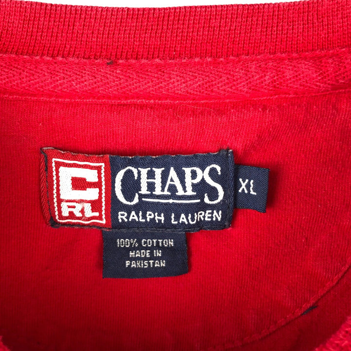 Ralph Lauren CHAPS long-sleeved T-shirt, men's size XL cotton red type Vintage Second Hand