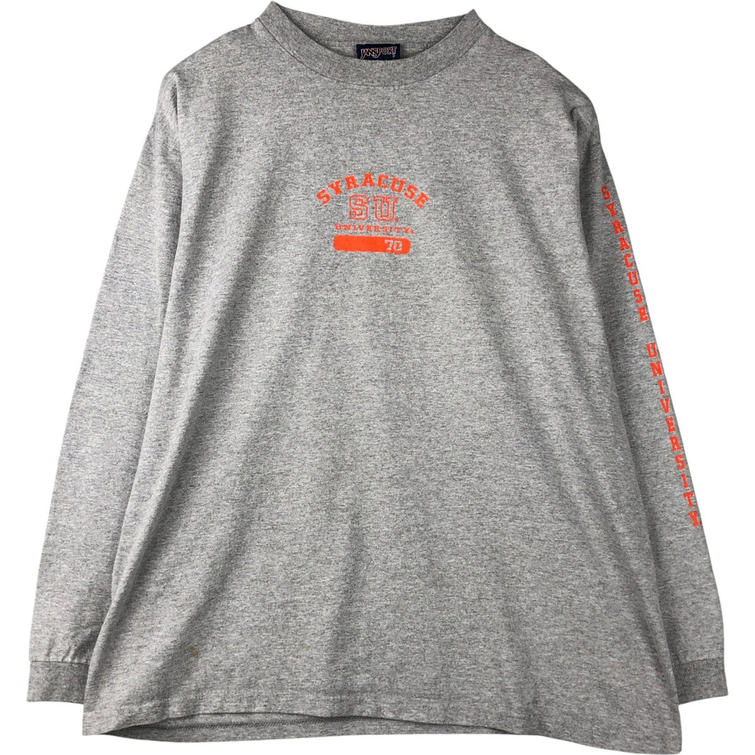 90'S Jansport College Long Sleeve T-Shirt, Made in USA, Men's L Size, Vintage cotton gray type Vintage Second Hand