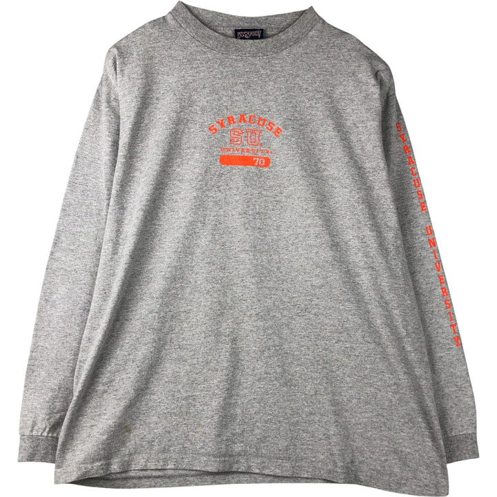 90'S Jansport College Long Sleeve T-Shirt, Made in USA, Men's L Size, Vintage cotton gray type Vintage Second Hand
