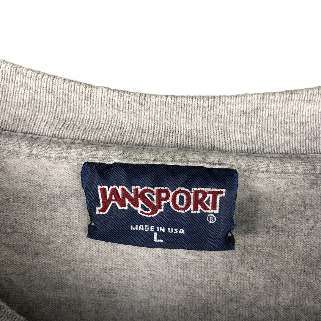 90'S Jansport College Long Sleeve T-Shirt, Made in USA, Men's L Size, Vintage cotton gray type Vintage Second Hand