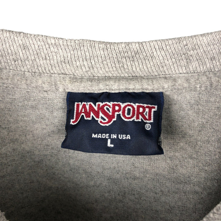 90'S Jansport College Long Sleeve T-Shirt, Made in USA, Men's L Size, Vintage cotton gray type Vintage Second Hand