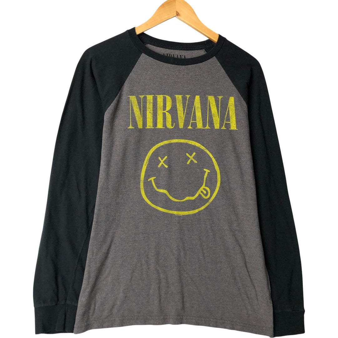 NIRVANA Nirvana Long Sleeve T-Shirt, Band Tee, Men's Size Medium cotton gray type Vintage Second Hand