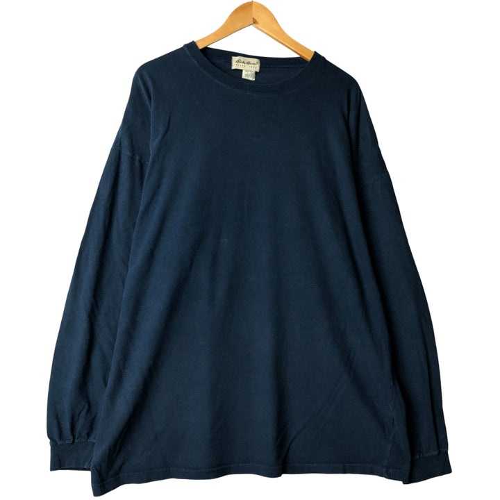 ~00'S Eddie Bauer Long Sleeve T-Shirt Made in USA Men's XL cotton navy blue type Vintage Second Hand