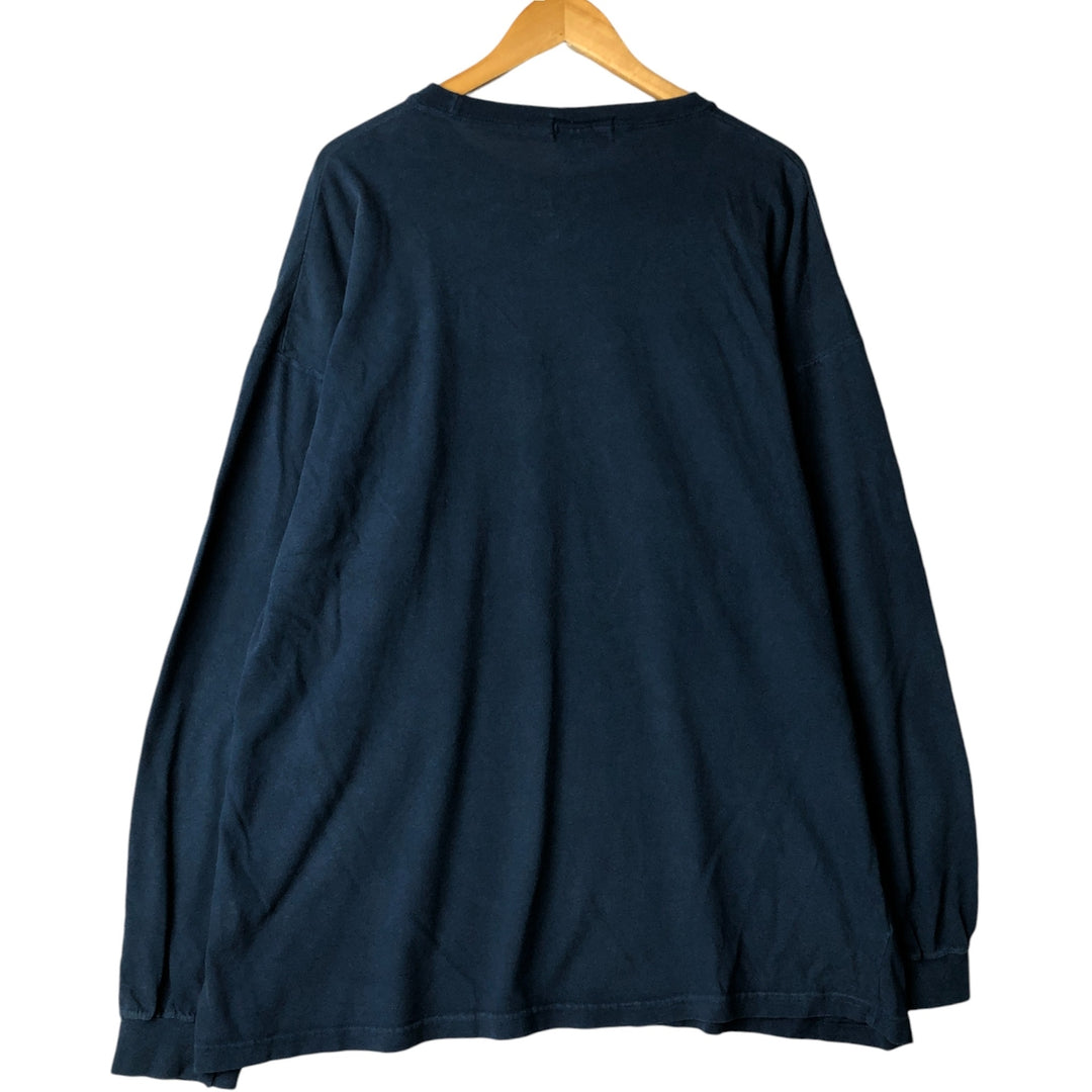 ~00'S Eddie Bauer Long Sleeve T-Shirt Made in USA Men's XL cotton navy blue type Vintage Second Hand