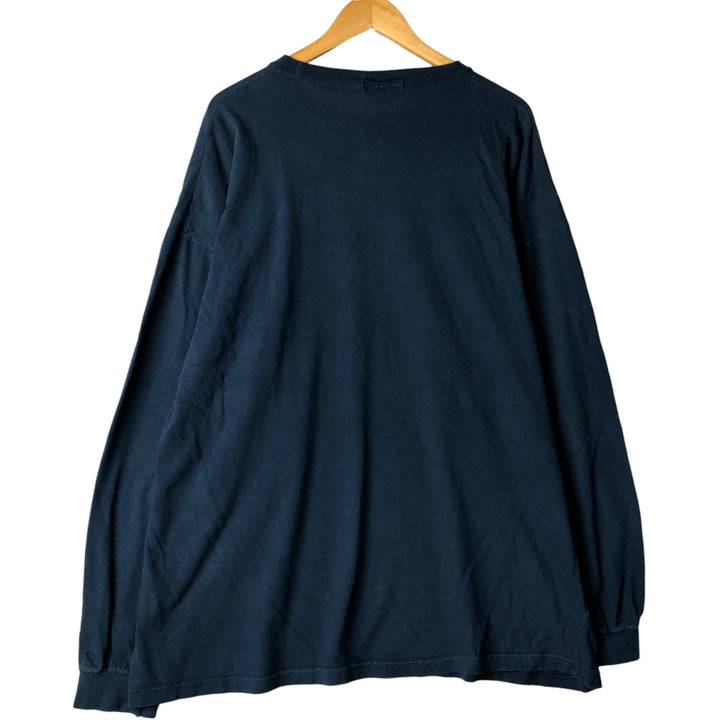 ~00'S Eddie Bauer Long Sleeve T-Shirt Made in USA Men's XL cotton navy blue type Vintage Second Hand