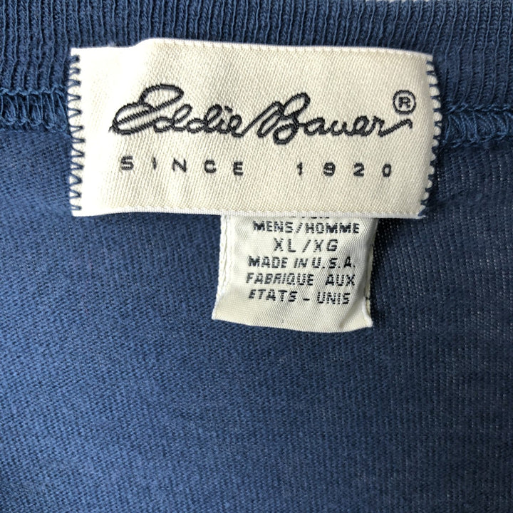 ~00'S Eddie Bauer Long Sleeve T-Shirt Made in USA Men's XL cotton navy blue type Vintage Second Hand
