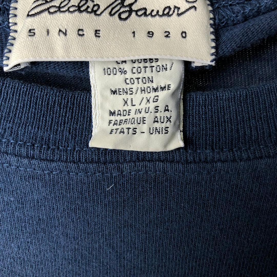 ~00'S Eddie Bauer Long Sleeve T-Shirt Made in USA Men's XL cotton navy blue type Vintage Second Hand
