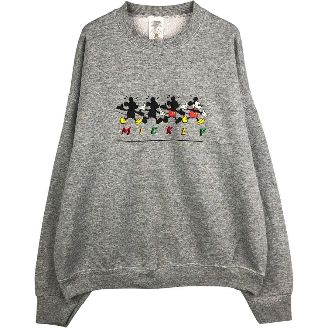 Vintage 90'S Mickey and Co. Mickey Mouse character sweatshirt, made in the USA, size L, men's cotton gray type Vintage Second Hand