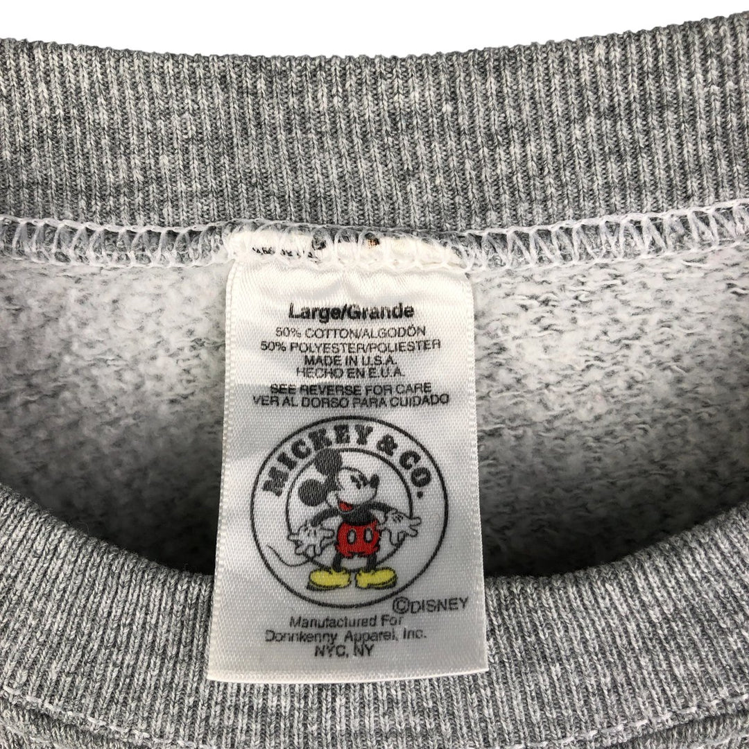 Vintage 90'S Mickey and Co. Mickey Mouse character sweatshirt, made in the USA, size L, men's cotton gray type Vintage Second Hand