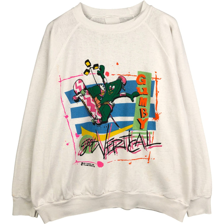 Vintage 1980'S Gumby character sweatshirt, size L, men's unclear white type Vintage Second Hand