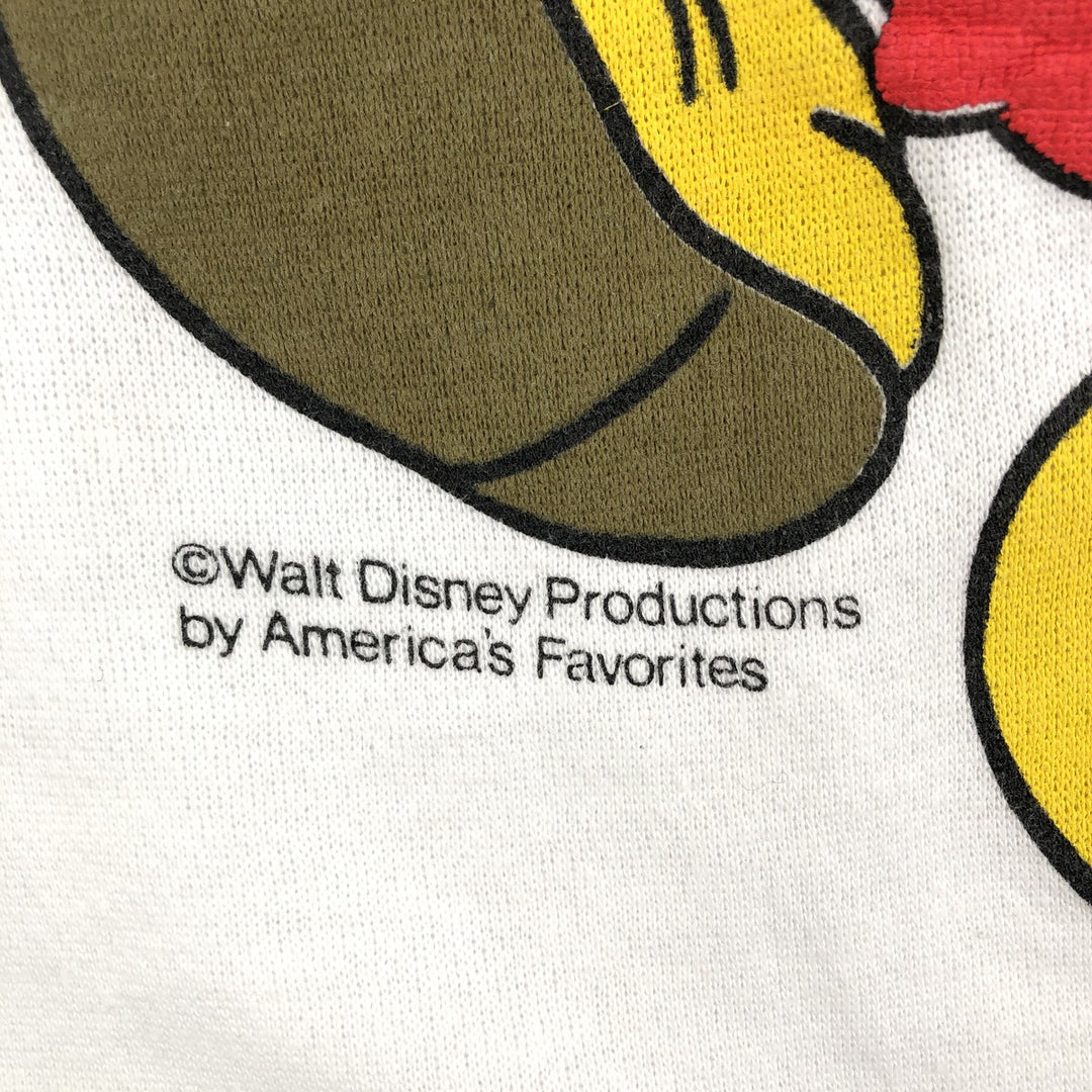 Vintage 80s-90'S HUGGER Mickey Mouse character sweatshirt, Made in USA, Men's XL cotton white type Vintage Second Hand