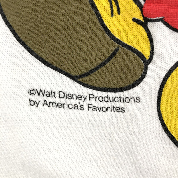 Vintage 80s-90'S HUGGER Mickey Mouse character sweatshirt, Made in USA, Men's XL cotton white type Vintage Second Hand