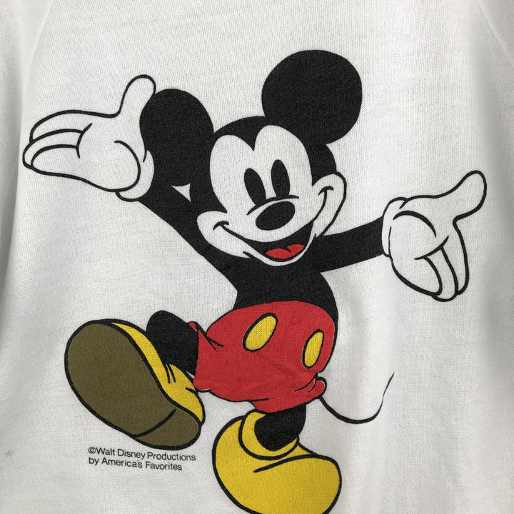 Vintage 80s-90'S HUGGER Mickey Mouse character sweatshirt, Made in USA, Men's XL cotton white type Vintage Second Hand