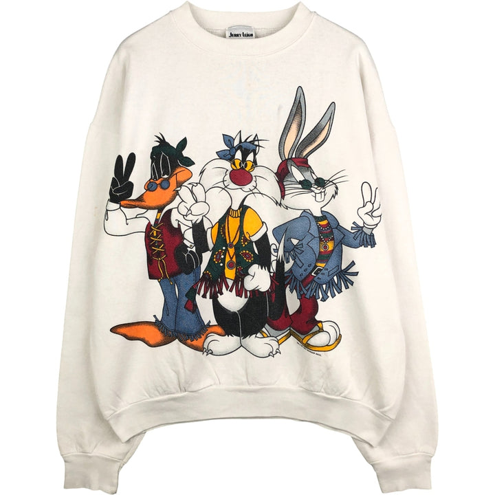 90'S Jerry Leigh Looney Tunes Character Sweatshirt, Men's, Size XL, Vintage unclear white type Vintage Second Hand