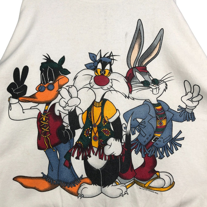 90'S Jerry Leigh Looney Tunes Character Sweatshirt, Men's, Size XL, Vintage unclear white type Vintage Second Hand