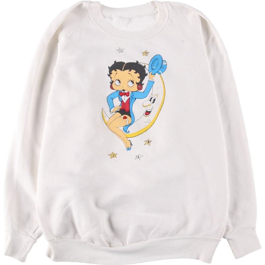 Betty Boop Rhinestone Sweatshirt, Men's Medium unclear white type Vintage Second Hand
