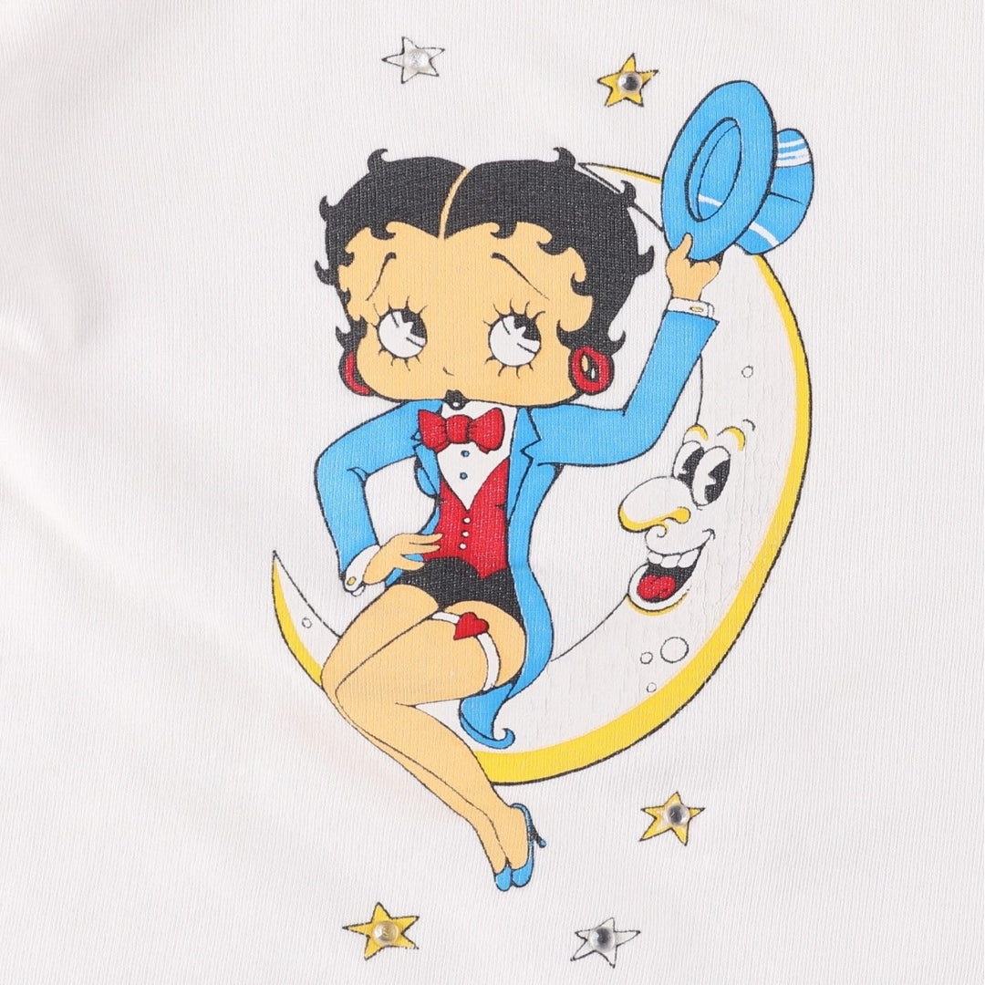 Betty Boop Rhinestone Sweatshirt, Men's Medium unclear white type Vintage Second Hand