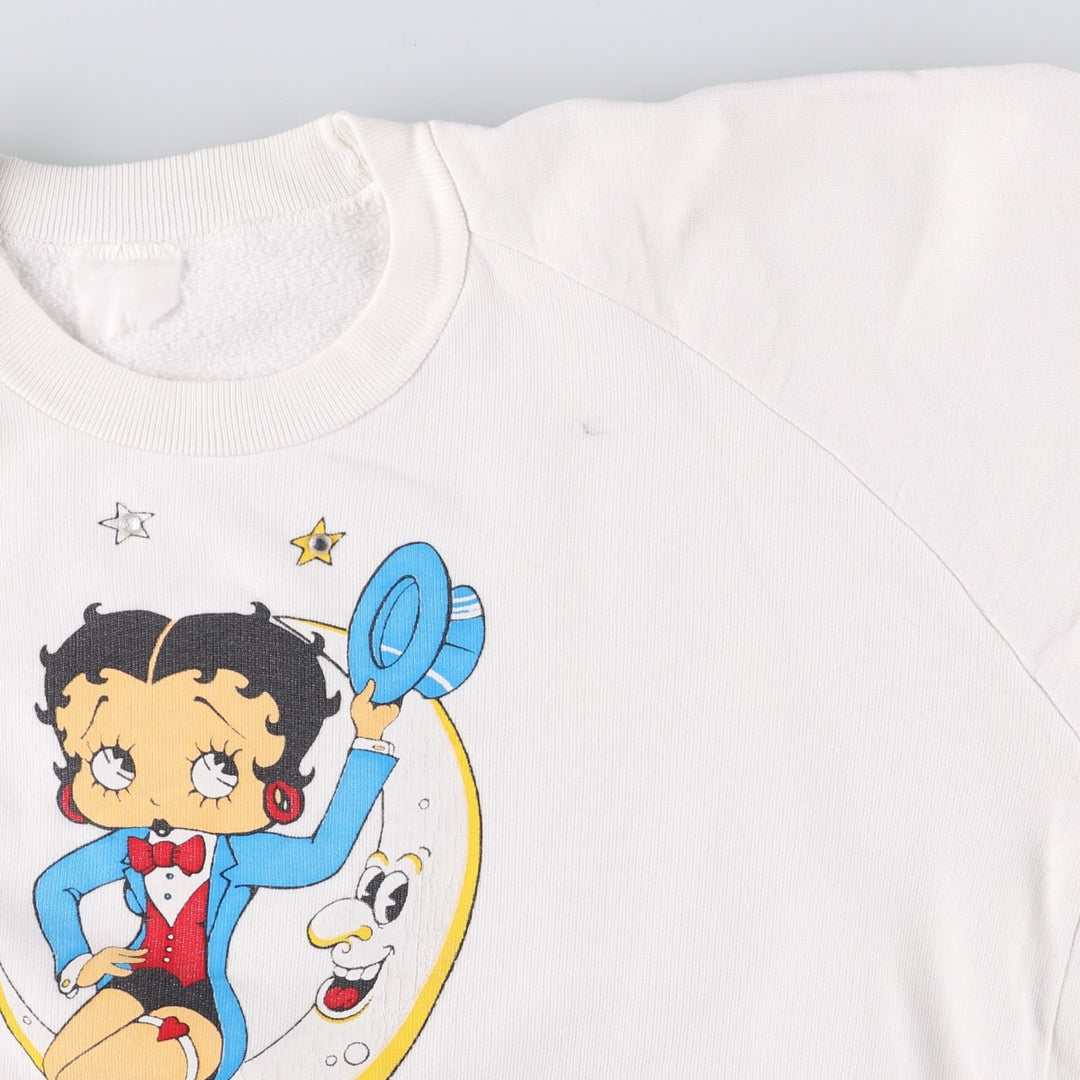 Betty Boop Rhinestone Sweatshirt, Men's Medium unclear white type Vintage Second Hand